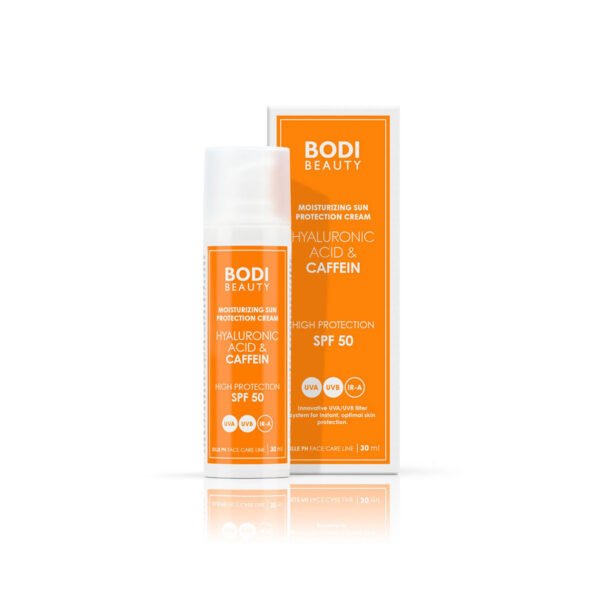 Хидратиращ крем за лице SPF 50 с хиалурон и кофеин